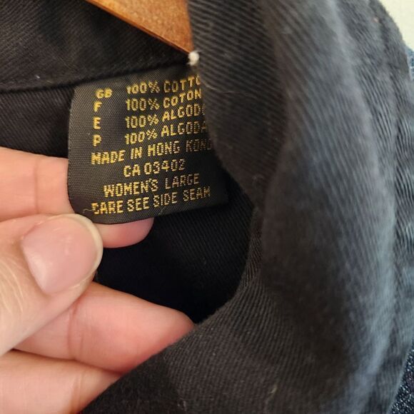 HARLEY- Davidson Denim Button Snap Front Top Size Large - Picture 5 of 7